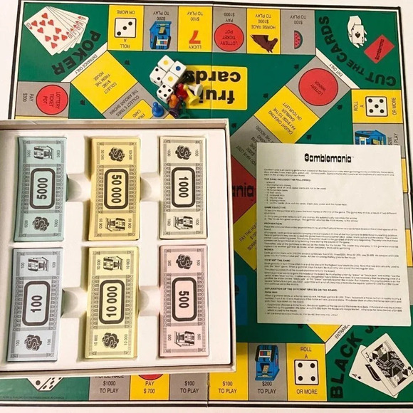 Vintage 1987 Gamblemania Board Game Aube and Khacho Gambling Game Complete - Picture 8 of 12